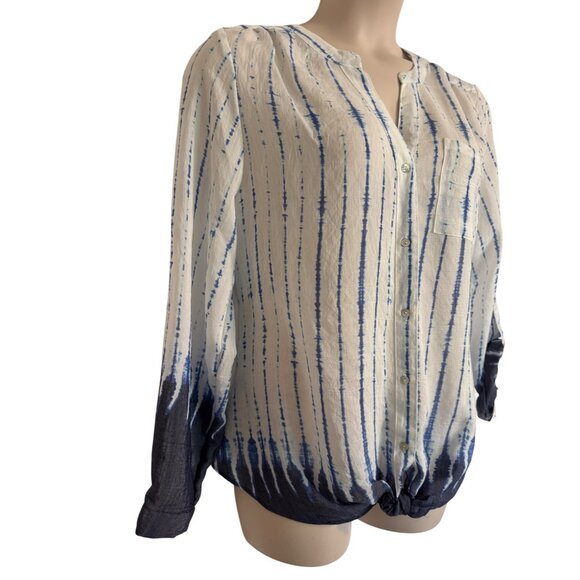 Zac & Rachel Button Up Size XL Water Color Pocket Roll Tab Sleeve NWT $48 Blouse - Picture 7 of 7